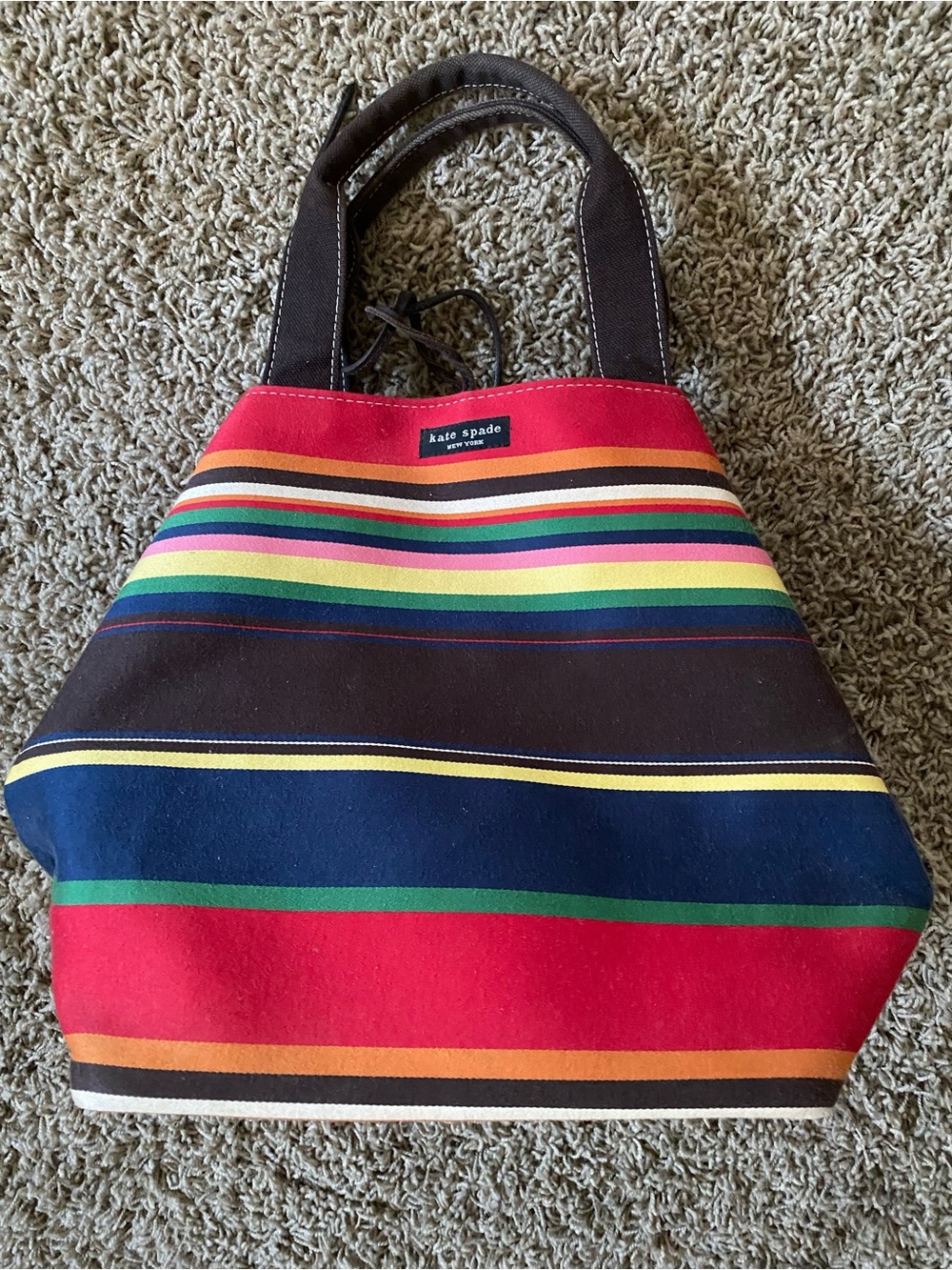 kate spade Red Navy Multicolor Striped Canvas Tote